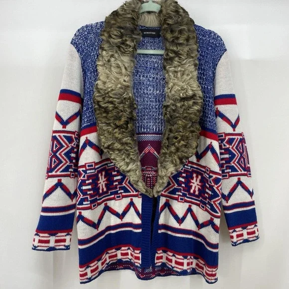 MINKPINK Oversized XS Legendgs of the Forest Aztec Cardigan Boho Western Sweater - Picture 2 of 11